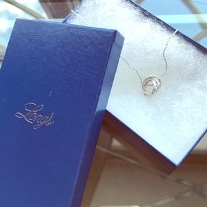 Sterling silver 3 ring necklace w/ diamond accent